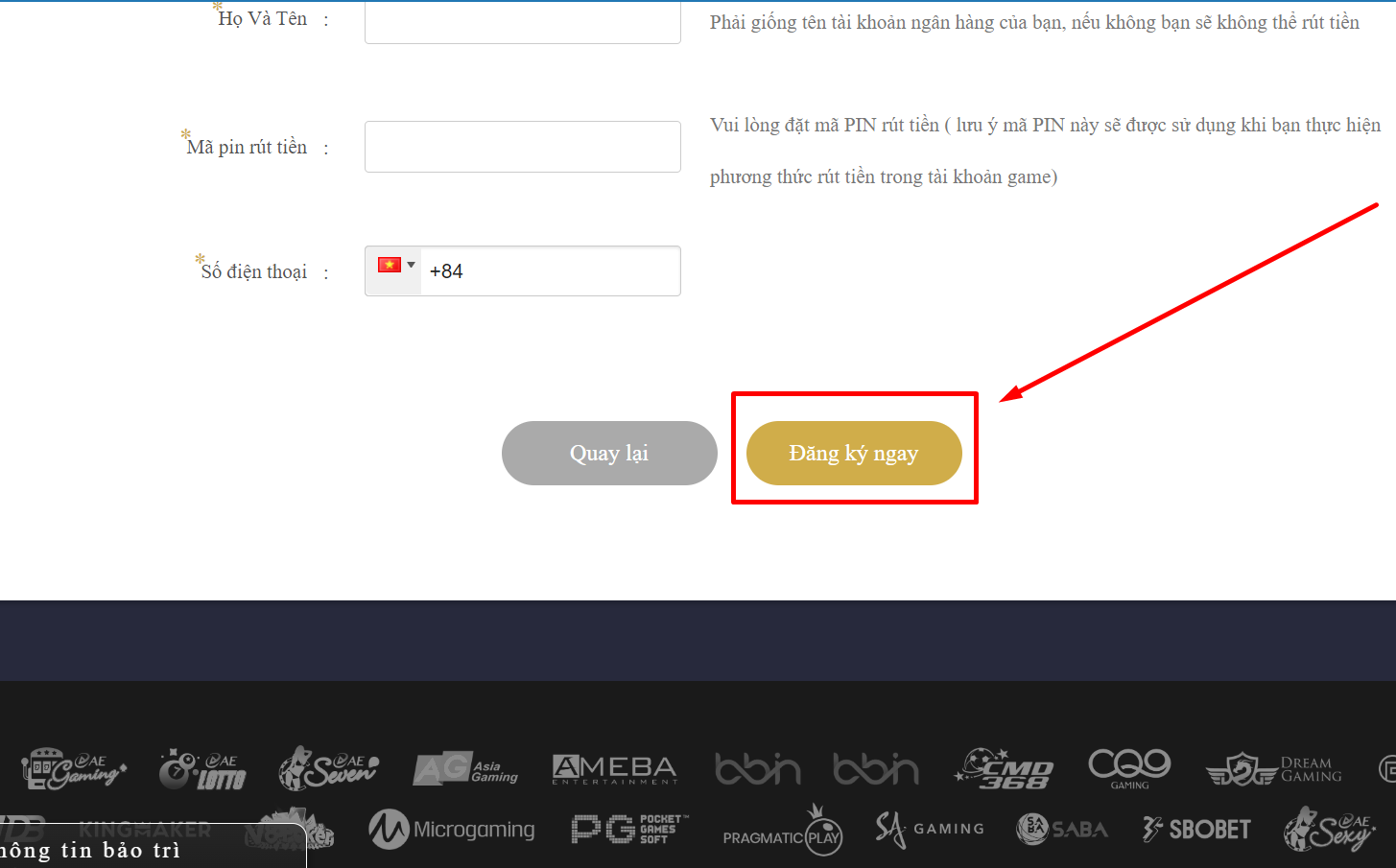 Hoàn tất quá trình đăng ký tài khoản SV66