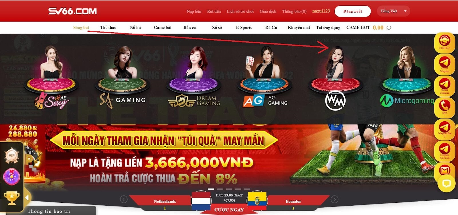 Hướng dẫn chơi cá cược tại sảnh WM gaming ở nhà cái SV66