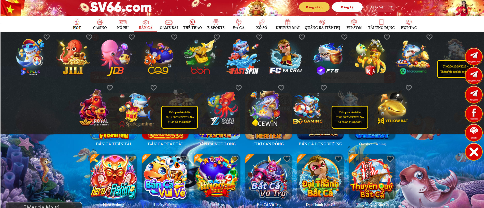 SV66 cung cấp rất nhiều trò chơi bắn cá cho các cược thủ tham gia