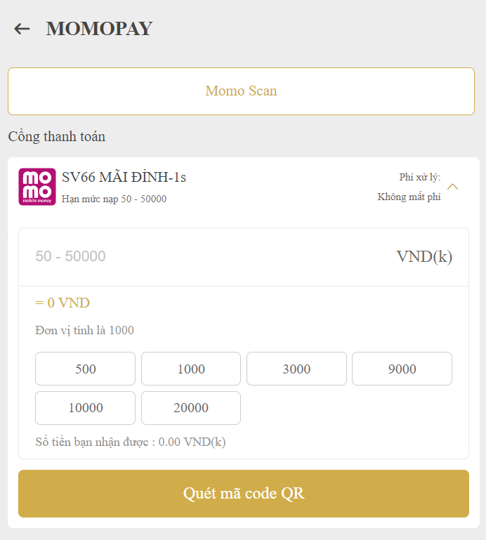 Nạp tiền qua Momo