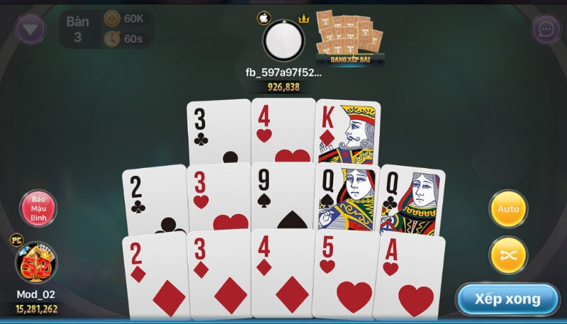 Xếp bài mậu binh theo thú phé thủ