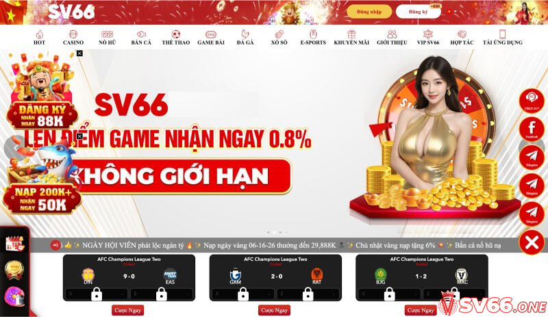 Trang chủ nhà cái SV66 được thiết kế khá hài hoà